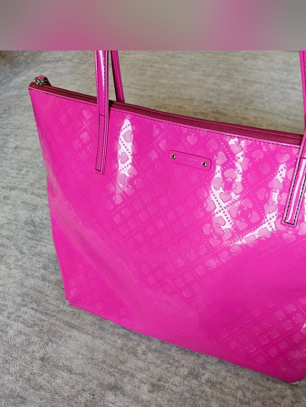 Kate Spade New York patent leather tote bag fuchsia pink
